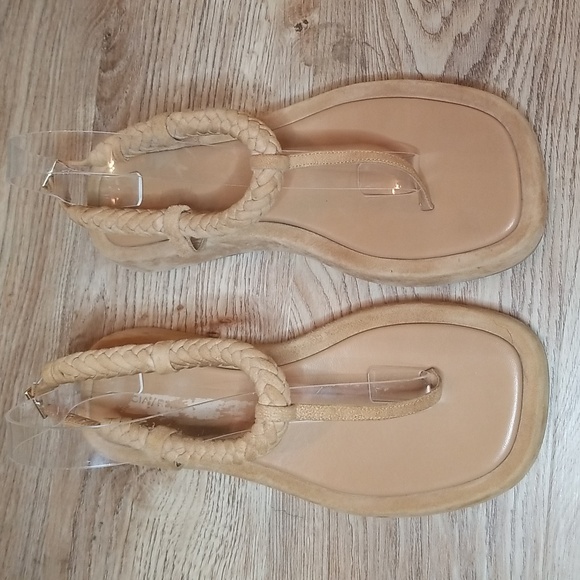 Gia Borghini By Rhw Suede T Strap Womens Tan Between The Toe Sandals Size 9 - Picture 2 of 16